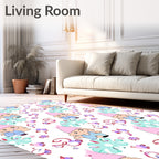 Whimsical Gnome Teal Flower Bloom Rug