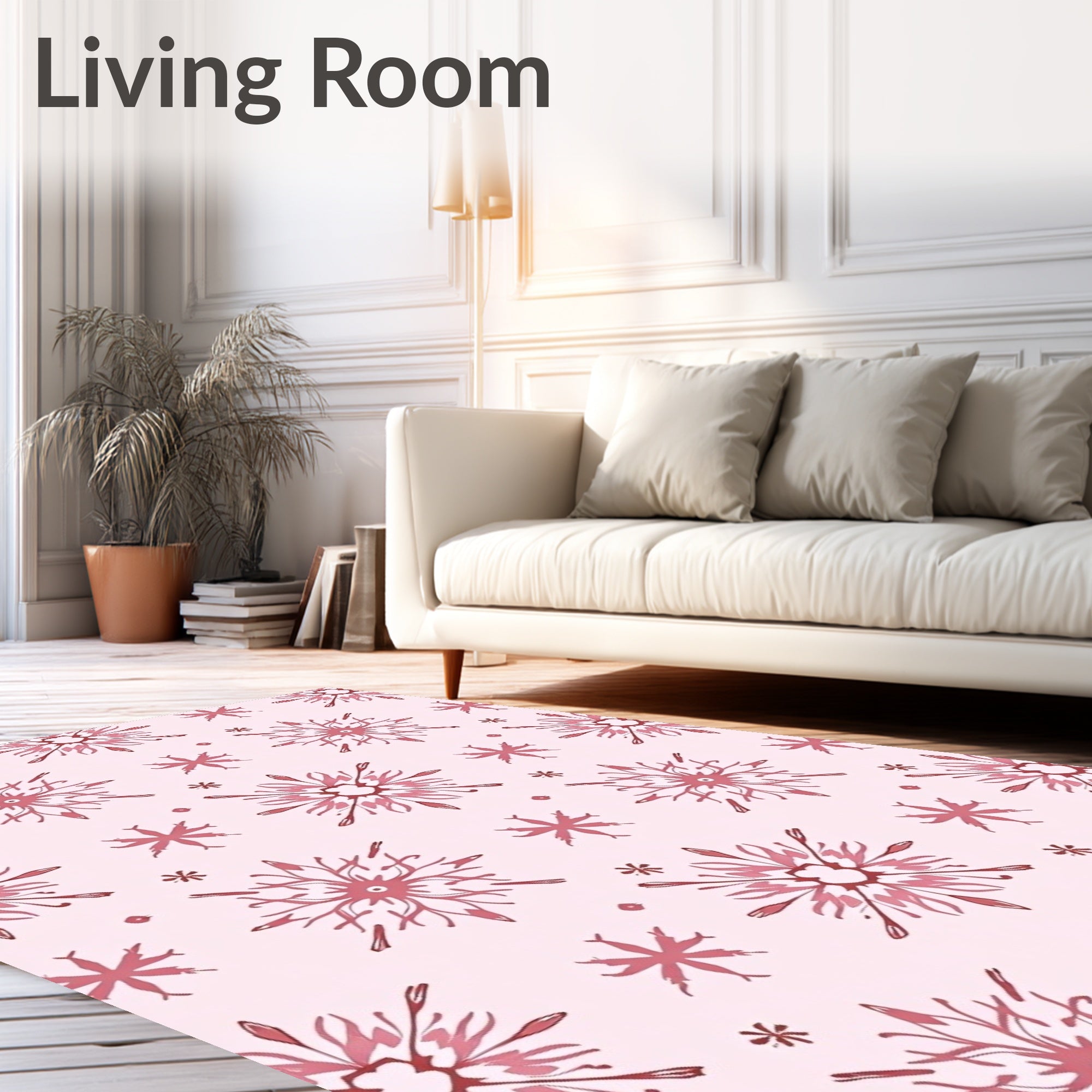 Floral Snowflake Rose Pink Ornament Rug