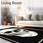 Cream Skull Black Outline Rug