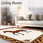 Equestrian Brown Horse Ornate Frame Rug
