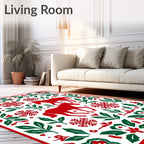 Red Horse Snowflake Foliage Medallion Rug