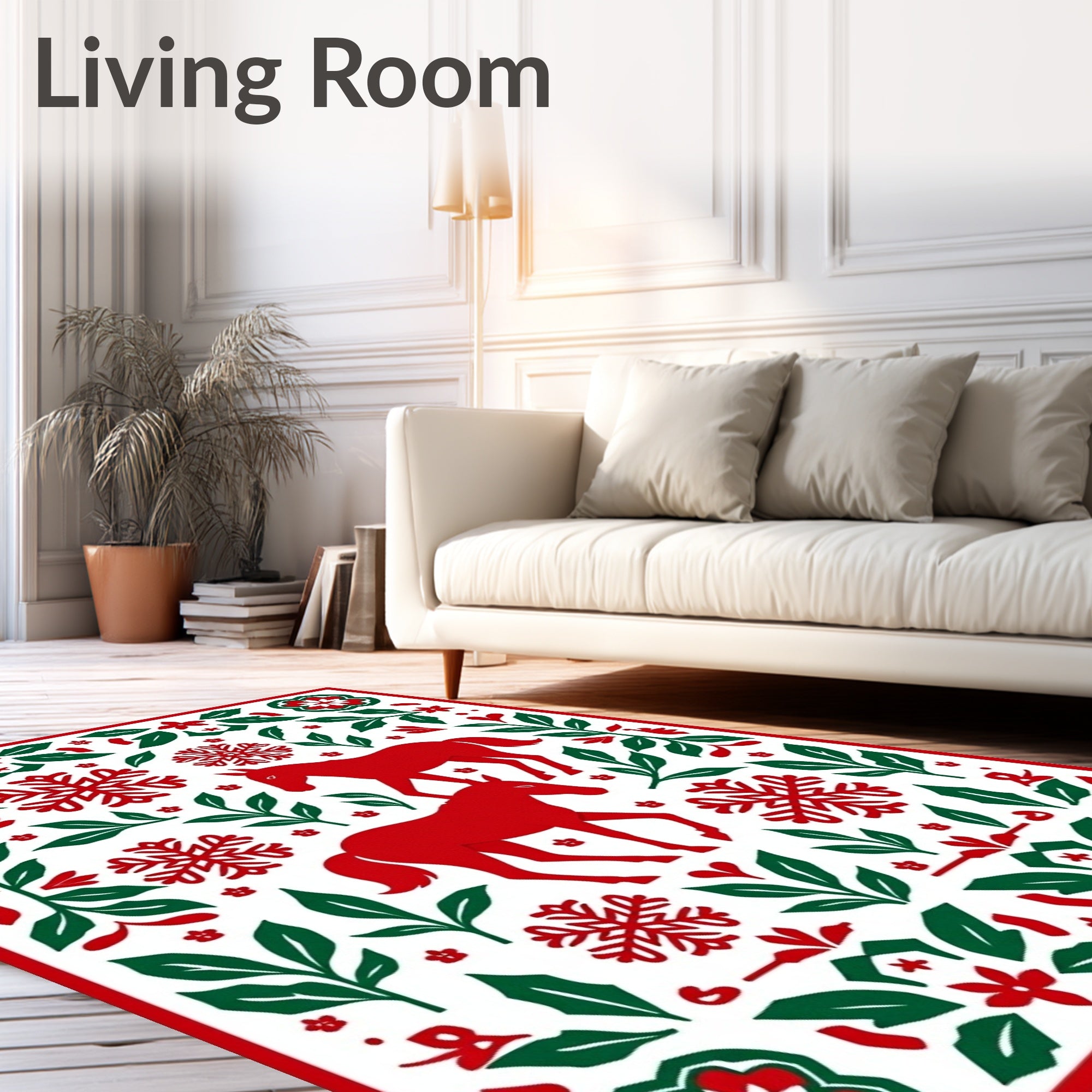 Red Horse Snowflake Foliage Medallion Rug