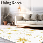 Golden Snowflake Swirl Collage Rug