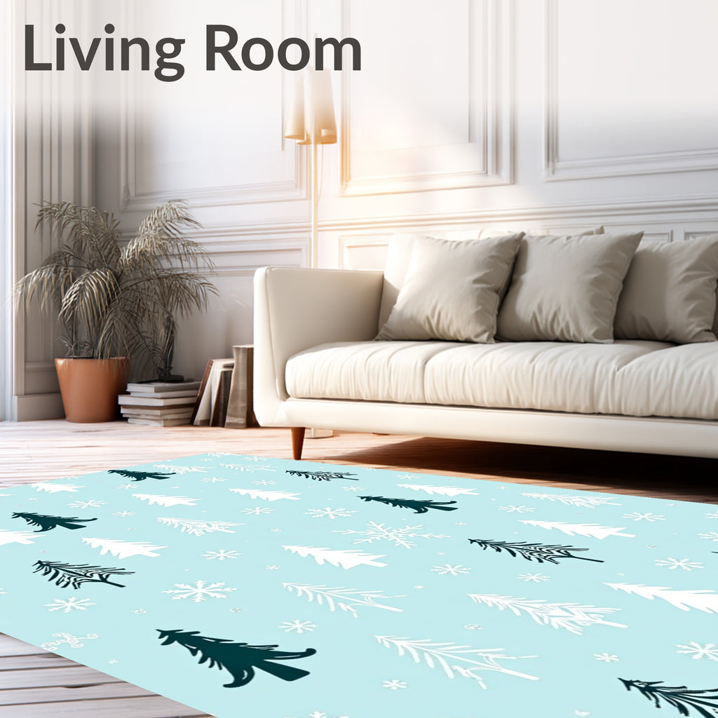 Winter Wonderland Christmas Tree Snowflakes Rug