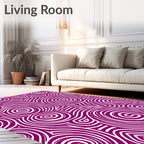Deep Plum Swirl Abstract Line Art Rug