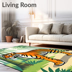 Bold Orange Tiger Bamboo Forest Rug
