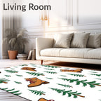 Brown Hiking Boots Forest Scene Rug