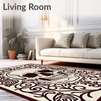 Dark Floral Skull Vintage Scroll Rug
