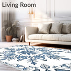 Blue And White Floral Medallion Rug
