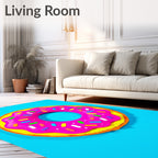 Whimsical Pink Sprinkles Donut Rug