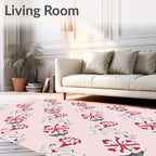 Crimson Floral Vine Repeating Arrangement Rug