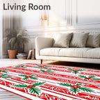 Red White Stripe Holly Garland Rug