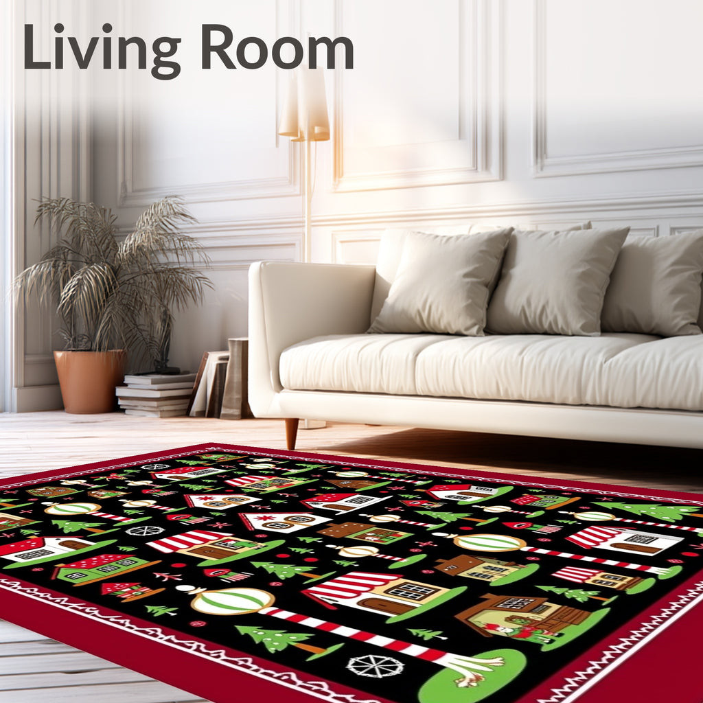 Charming Village Holiday Homes and Trees Rug