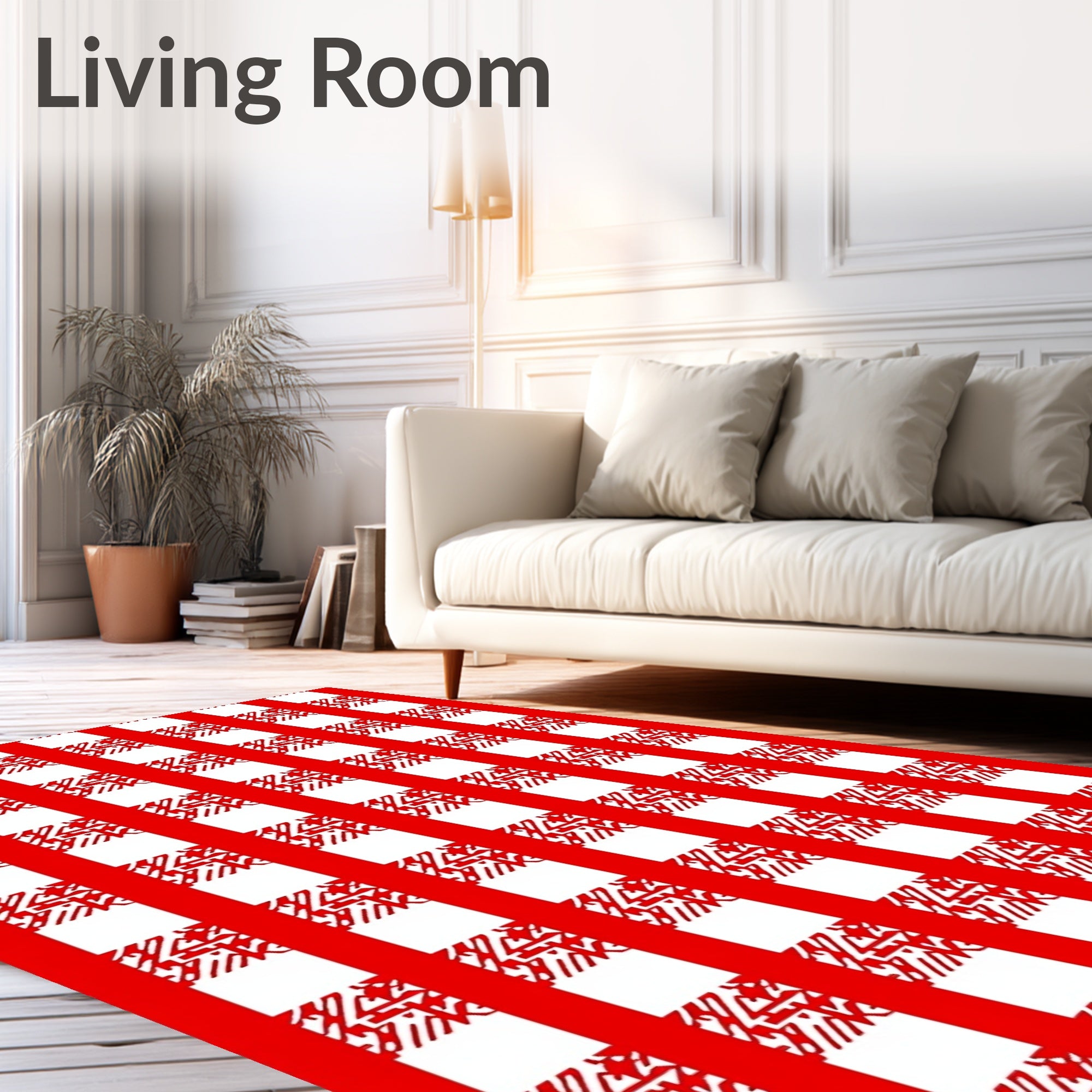 Bold Red Gingham Checkerboard Infill Rug