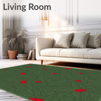 Forest Green Berry Pine Branch Rug