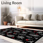 Black White Pine Berry Sprinkle Rug