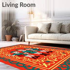Whimsical elves in vibrant green outfits Rug
