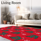 Crimson Evergreen Snow Flurry Rug