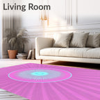 Bright Pink Cyan Burst Circle Rug