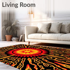 Radiant Sunburst Black Abstract Rug