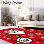 Jolly Santa Christmas Icons Red Rug