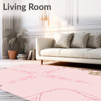 Elegant Pink Gold Floral Medallion Rug