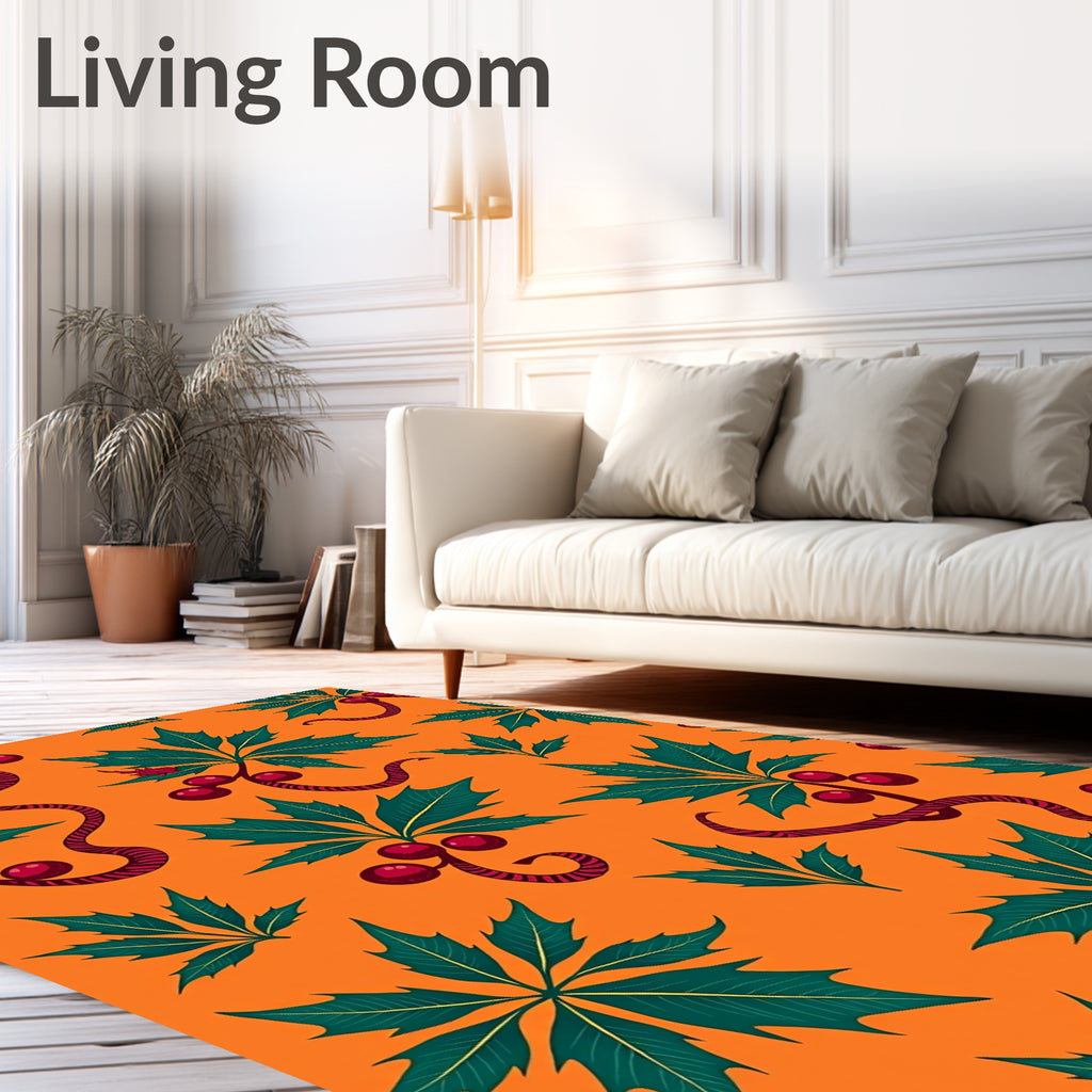 Orange Berry Leaf Twirl Rug