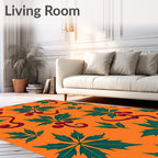 Orange Berry Leaf Twirl Rug