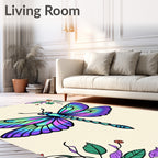 Vibrant Purple Blue Green Dragonfly Art Rug