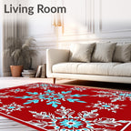 Crimson Snowflake Cluster Medallion Rug