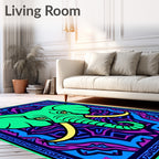 Vibrant Green Elephant Tribal Mandala Rug