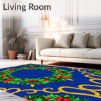 Holiday Wreath Coral Berry Vines Rug