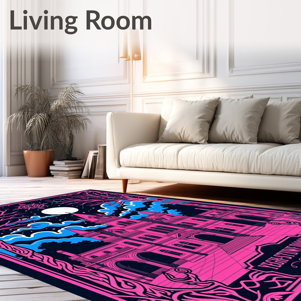 Enchanted Pink Castle Night Sky Rug