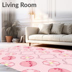 Pink Floral Round Motif Fabric Rug