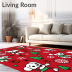 Red Christmas Dog Snowflakes Trees Rug