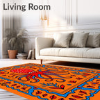 Bright Orange Red Octopus Nautical Rug