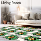 Emerald Gold Floral Plaid Rug