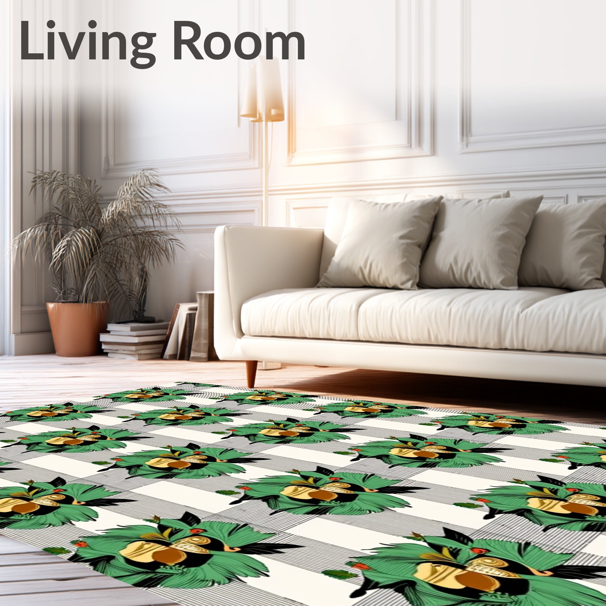 Emerald Gold Floral Plaid Rug