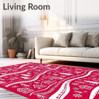 Rustic Red Village Snowy Trees Rug