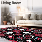 Crimson White Folk Art Snowflake Rug