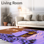 Cozy Winter Cabin Snowy Pine Forest Rug