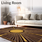 Golden Sunburst Dark Rays Rug