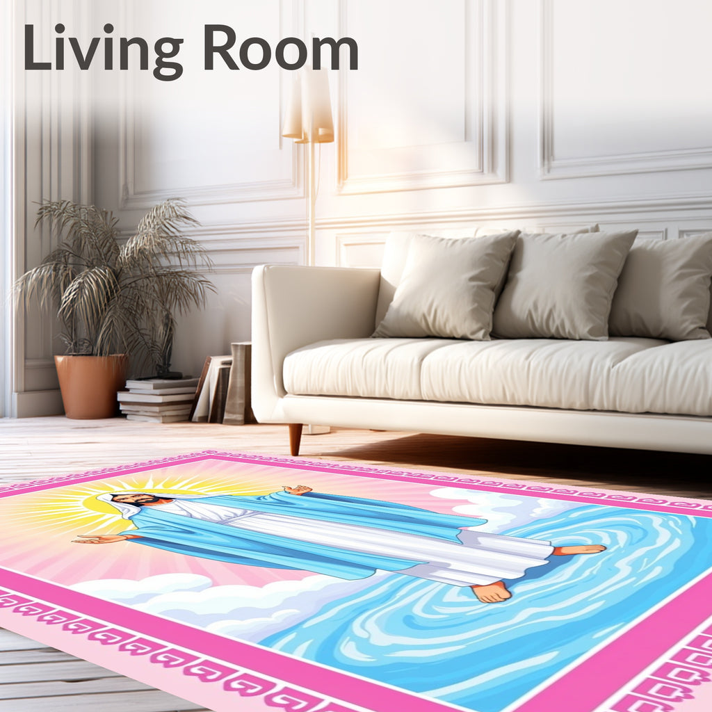 Radiant Jesus Miraculous Walk on Water Rug