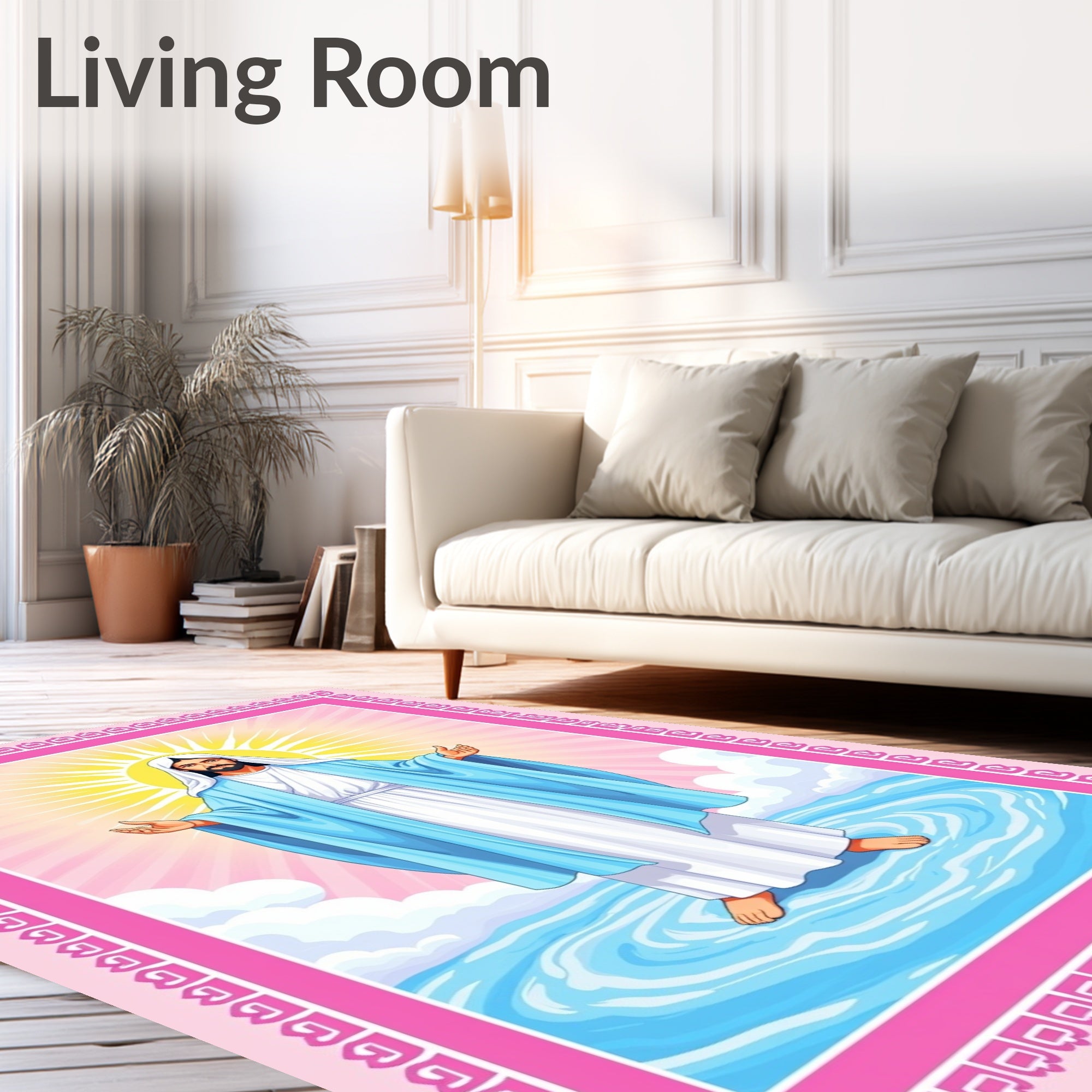 Radiant Jesus Miraculous Walk on Water Rug