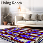 Deep Blue Arched Gate Burgundy Rug