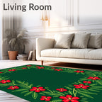Vibrant Red Floral Vines Border Rug