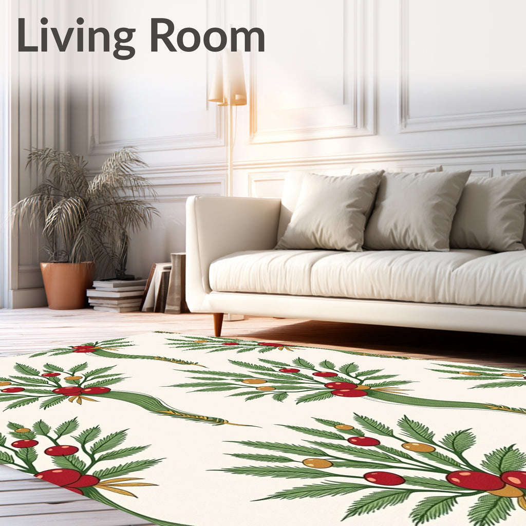 Green Evergreen Berry Garland Rug