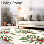 Green Evergreen Berry Garland Rug