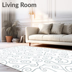 White Gray Swirling Lines Rug