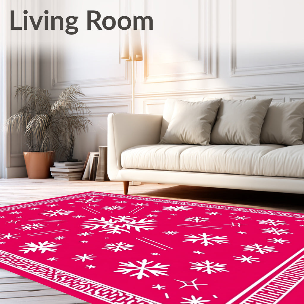 Pink Snowflake Winter Wonderland Scatters Rug
